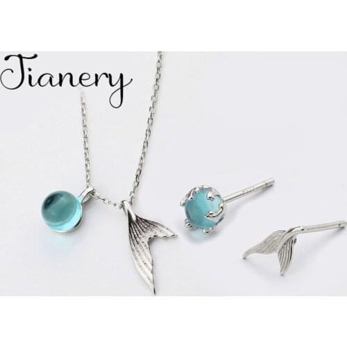New Arrivals Fashion Mermaid Fish Tail Necklaces Pendant Jewelry Sets for Women Wedding Statement Jewelry