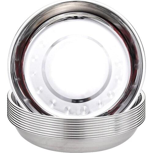 10 Pcs Stainless Steel Round Plates,9 Inch Dinner Plate Camping Plates Dishes For Home, Canteen, Outdoor, Picnic, Hiking
