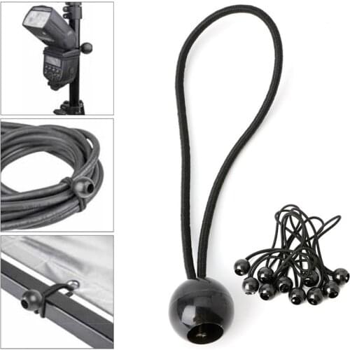 10pcs Tent High Elastic Ball Bands Plastic Ball Head Elastic Bands Suitable For Outdoor Tents Black Balls Shock Cord Bungees