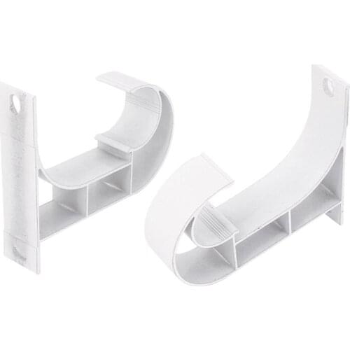2 Pieces 1 inch od. Drapery Curtain Rod Hook Shape Metal Ceiling Mount White
