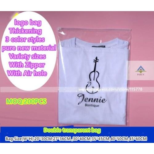 200PCS custom printed logo gift zipper and zip lock plastic Reclosable Poly Packaging Bags