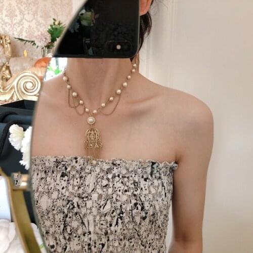 2021 Brand Fashion Party Women Hot Vintage Pearls Gold Color Pearls Necklace Party Fine Jewelry