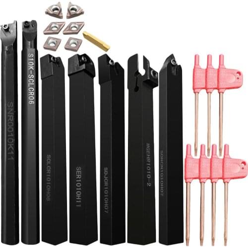 3Pcs 10mm CNC Alloy Shank Indexable Lathe Turning Tools Set Wrench Insert Boring Bar Holder CNC Turning Replacement Parts