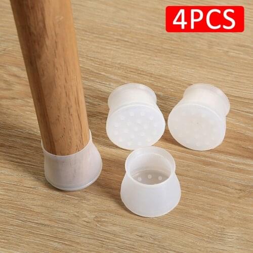 4pcs Silicone Chair Leg Caps Feet Pads Furniture Table Covers Socks Floor Protectors Round Bottom Non-Slip Cups