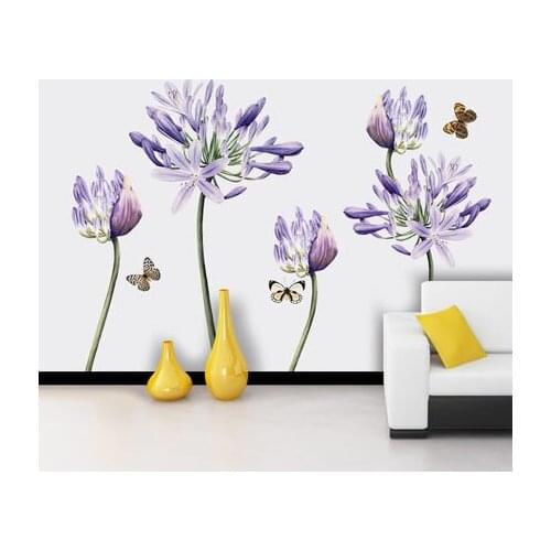 80*120cm Purple Flower 3D Wallpaper Vinyl Wall Sticker DIY living Room Bedroom Modern Home Decoration Poster Wall Art