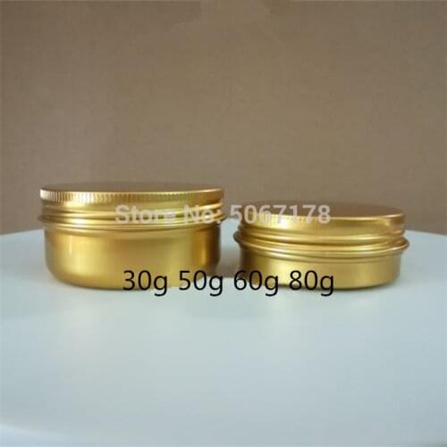 10/30/50pcs Aluminum Jar 30g 50g 60g 80g,Metal Cream Jar,Gold Colour Aluminum Tin,Empty Metal Threaded Cosmetic Container