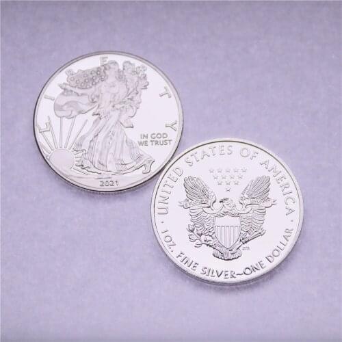 2021 1 Oz American Eagle Liberty Silver Coin Silver-plated Mirror Effect Not Magnetic