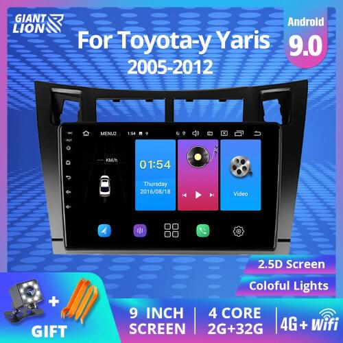 2DIN Android 9.0 Car Radio For Toyota-y Yaris 2005-2012 Car Multimedia DVD Player GPS Navigation Bluetooth 2din Autoradio DVD