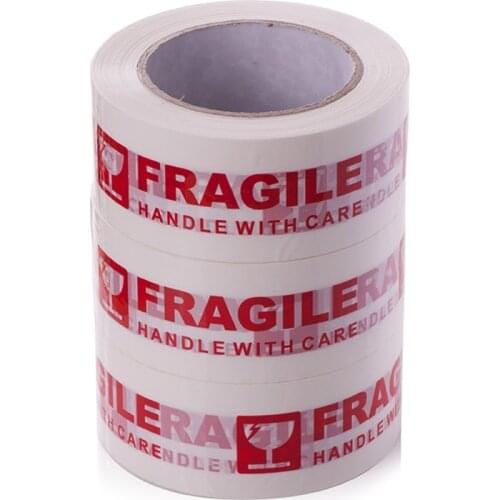 2021 New White and Red Fragile Packing Tape Handle with Care Bopp Shipping Warning Sticker Label