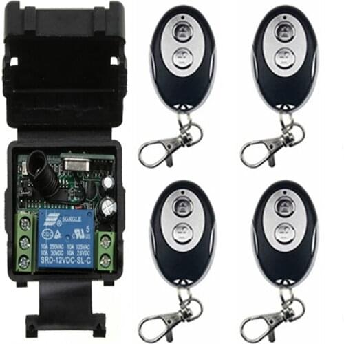 DC12V 24V 1CH 1 CH Mini Wireless RF Remote Control Light Switch 10A Relay Output Radio Receiver Module+metal Transmitter