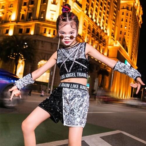 Sparkly Sequins Catwalk Show Costume Suit For Girls Hiphop Jazz Dancing Performance Wear Street Dance Competition Clothes YS2164