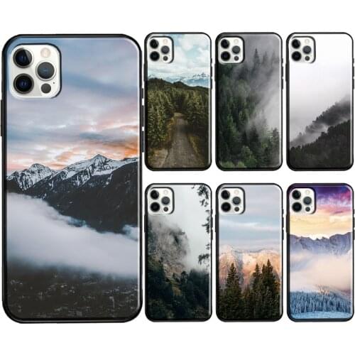 Mountain Forest Clouds Phone Case For iPhone 11 12 Pro Max 12 Mini X XR XS MAX 7 8 Plus 5S SE 2020 Soft Cover