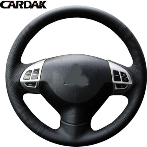 CARDAK DIY Black Artificial leather Steering Wheel Cover for Mitsubishi Lancer EX10 Lancer X Outlander ASX Colt Pajero Sport