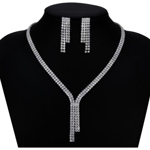 CZ Cubic Zirconia Pearls Bridal Wedding Necklace Earring Set Jewelry Sets for Women Prom Jewelry Accessories CN10262
