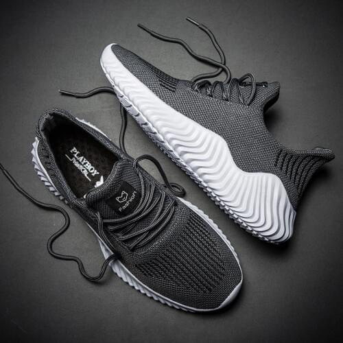 Large Size Breathable Mens Sneakers Mens Shoes Sports Shoes Sport Mens Running Shoes Mens Trainers Gray Workout Athletic E-366