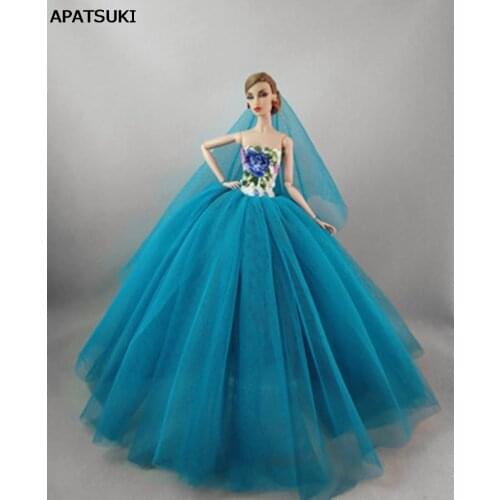 Chinese Flower Floral Dresses For Barbie Doll Clothes Vestidoes Party Gown Clothes For Barbie Dolls Outfits 1/6 Doll Accessories