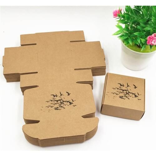 12pcs/Lot 6.5X6.5X3cm Plants Especially For You Pattern Kraft Paper Boxes For Soap Packaging Cardboard Container Storage Boxes