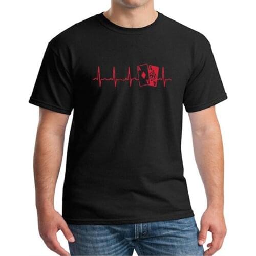Summer Fashion Brand Mens Poker Heartbeat T Shirt Gothic Gray O-Neck Men Tee Cool Pattern Printed Camisetas Oversized t shirt
