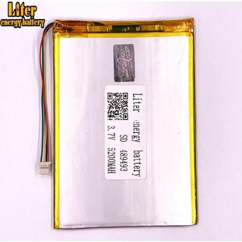 Plug 1.0-5P 3.7v 489493 459595 5200mah Polymer Lithium Li-Po Rechargeable Battery For MP5 GPS DVD E-book Tablet PC video gamey