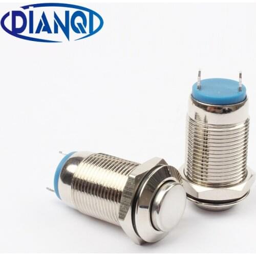 12mm metal push button waterproof nickel plated brass switch ring flat shape momentary self reset 1NO 12GT.F.C