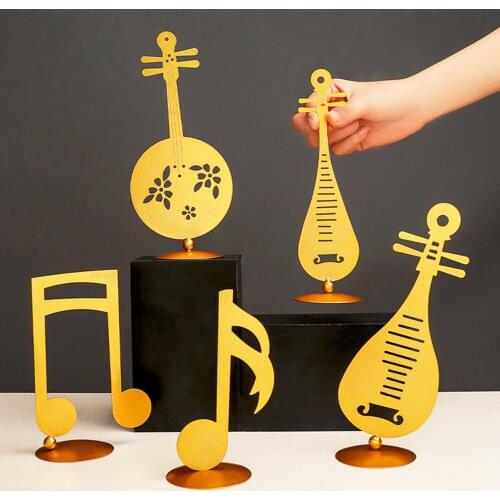 Musical Figurine Simple Decorative Metal Creative Notes Instrument Ornament for Living Room