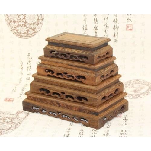 Sets of four Red Wings shavings wood crafts bonsai jade stone ornaments odd positive rectangular wood base