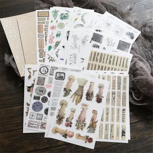 INS Vintage Plant Bullet Journal Transfer Material Paper Stickers Srapbooking DIY Craft Diary Ablum Decorative Fabric Sticker