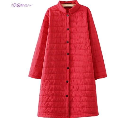 New Plus size Loose female jacket 2018 winter coat women Lightweight thin cotton coat Casual long parka women elegant IOQRCJVT93