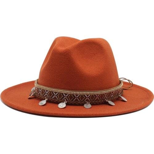 New autumn and winter mens large size cowboy hats fedora caps classical sombrero furry headscarf imitation wool cap