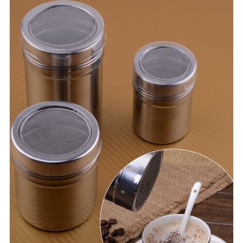 New Stainless Steel Mesh Flour Sifter Icing Sugar Dredger Chocolate Powder Shaker Coffee
