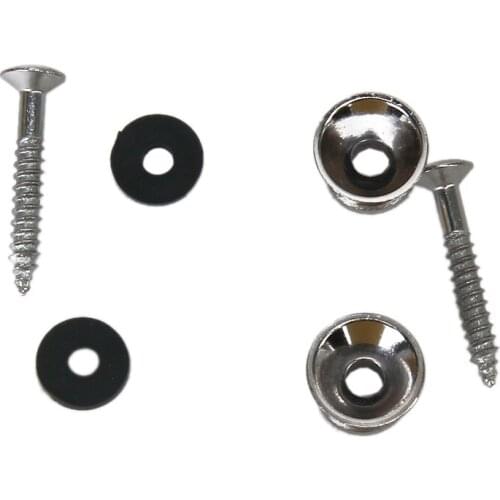 Pair Chrome Plated STRAP LOCK w Screws Pad for Electric Acoustic Guitar Bass