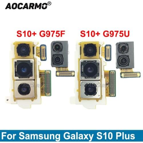 Aocarmo Front and Back Camera For Samsung Galaxy S10 Plus S10+ G975F G975U Main Rear Camera Module Flex Cable Replacement Parts