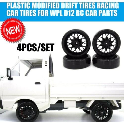 Plastic Modified Drift Tires Racing Car Tires for WPL D12 RC Car Parts Tire Accessories Black 4pcs/set