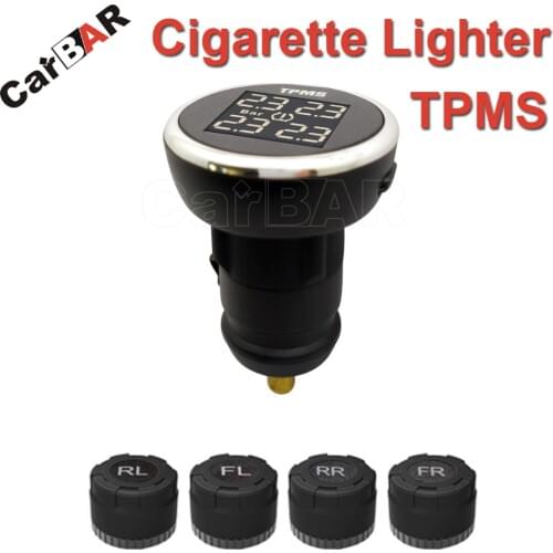 Cigarette Lighter TPMS with External Sensor Support High Low Pressure Temperature Fast Leakage Alarm CARBAR