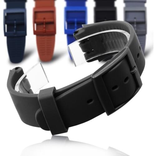 MR NENG Watch Accessories for Swatch strap buckle Black White Navy silicone watch band 16mm 17mm 19mm 20mm rubber strap