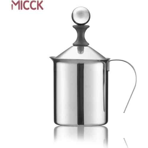 MICCK Stainless Steel Manual Coffee Milk Frother Barista Tools For Kitchen Coffee shop Cappuccino Latte Art Milk Foam Bubble