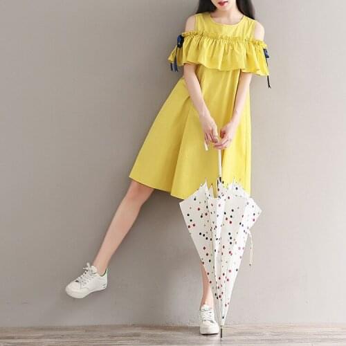 Women Casual College Style Dress Off Shoulder Mini Dress Students Girls Kawaii Sundress Female Summer Lolita Princess Dresses