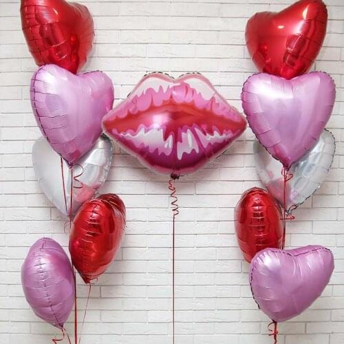 1 Set Large Red Lips Foil Balloons 18inch Pink Red Heart Helium Baloon Wedding Valentines Decorations Love Theme Party Supplies