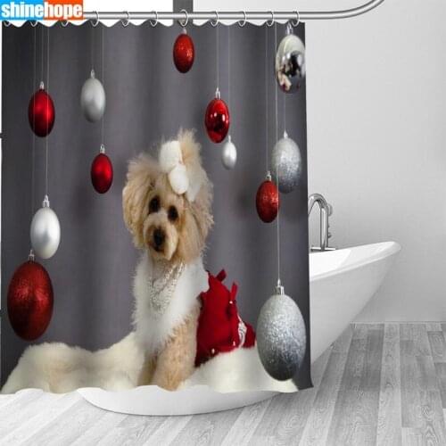1PC Dog Christmas Shower Curtains for Bathroom Polyester Shower Curtain Printing Curtain Animals Shower Curtains