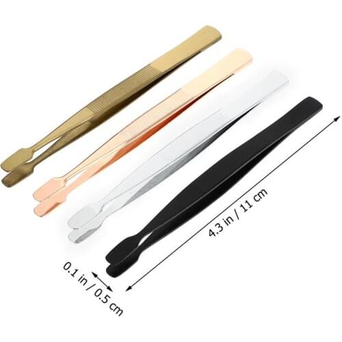 4Pcs Stainless Steel Stamp Tweezer Practical Cash Tweezer Anti-static Stamp Clip