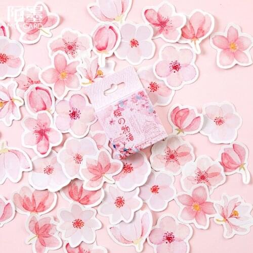 45pcs/box Lovely Cherry Blossom Story Decoracion Journal Stickers Scrapbooking Stationery Student Office Supplie
