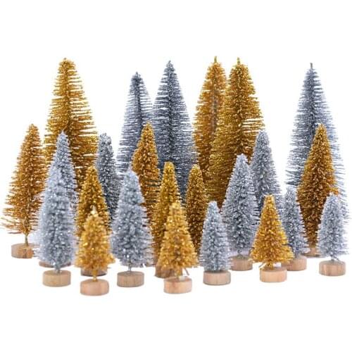 5/6.5/8.5/12.5cm Colorful Mini Christmas Tree Snow Frost Small Pine Tree New Year Xmas Party Desktop Decor Xmas Ornament Navidad