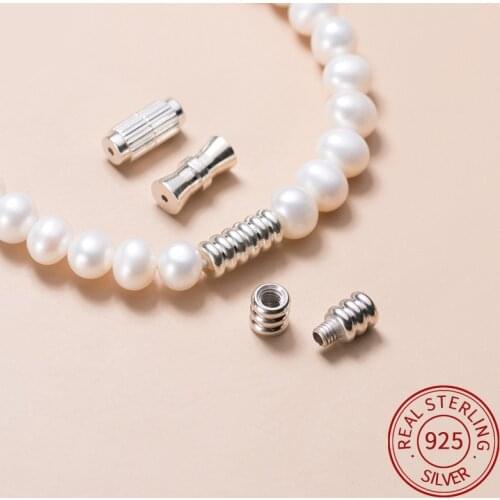 925 Sterling Silver screw clasp pearl bracelet connectors for Jewelry Making diy necklace Charm Accessories Design findings