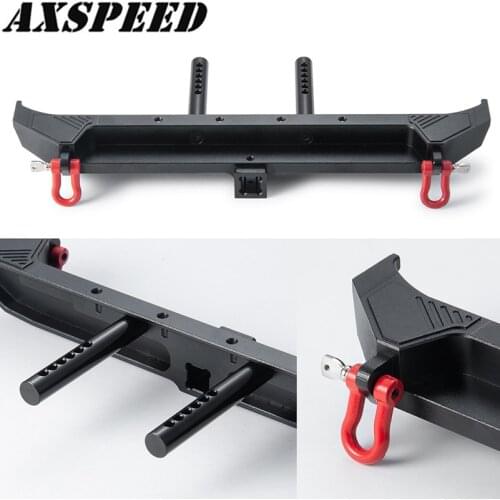 AXSPEED Metal Rear Bumper with D-rings for 1/10 RC Crawler Car Axial SCX10 III AXI03007 Upgrade Accessories
