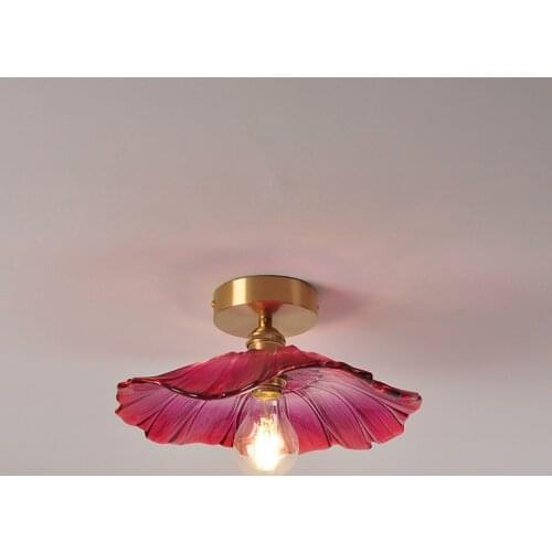 Free Shipping Brass Lamp Japanese Retro Glass Flower Lamp for B & B Entrance Balcony Corridor Hallway Light 220V 110V EU Plug