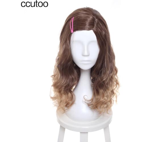 Ccutoo 20" Females Long Curly Side Central Part Brown Mix Synthetic Cosplay Hair Wigs Costume Wigs