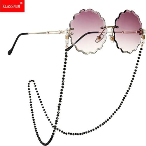 1pc Crystal Black Beads Glasses Chain Neck Strap Fashion Women Men Eyeglasses Necklace Metal Sunglasses Cord Lanyard Wholesale