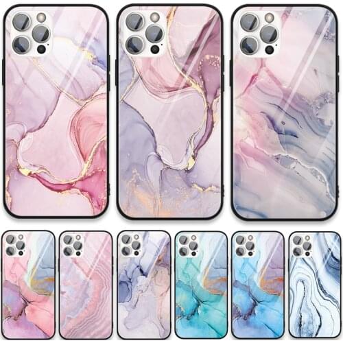 Tempered Glass Case For iPhone 12 Pro Max Mini XR X XS SE 2020 7 8 6 S Plus SE2 Vintage Marble Couqe For iPhone 11 Pro Max Cover