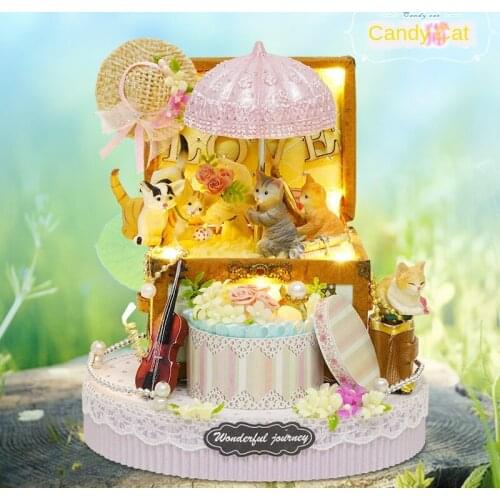 DIY Miniature Wooden Furniture Set Hand-assembled Model House Candy Cat Creative Christmas Birthday Gift P237