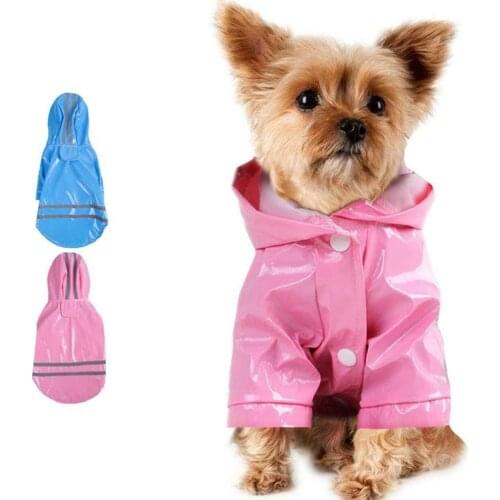 Small Pet Rain Coat Outdoor Solid Hooded Raincoat Pet Waterproof Puppy Dog PU Jacket Fashion Dog Apparel Clothes